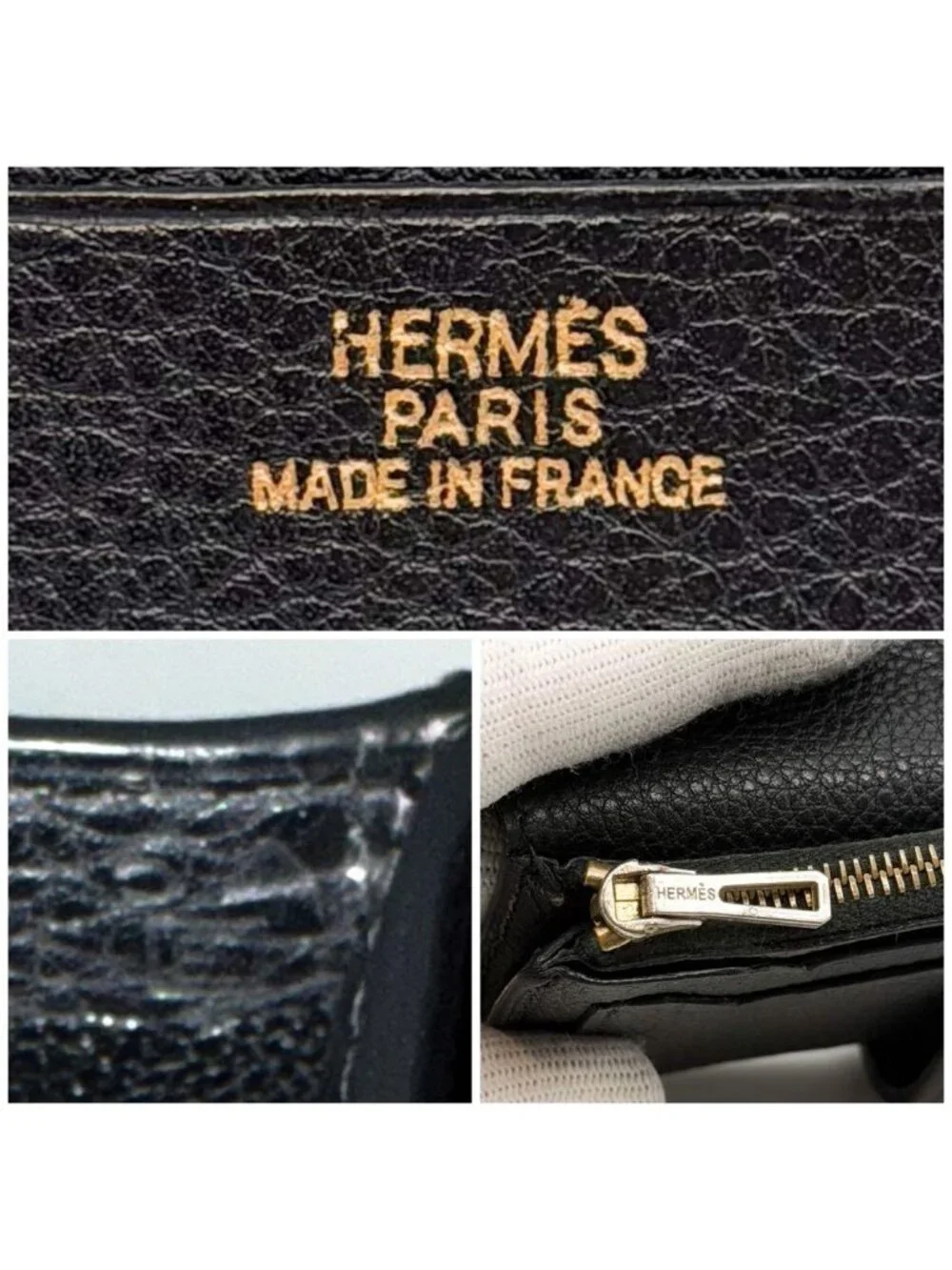 Hermes Jura Togo Bearn Black Leather Compact Bifold Wallet